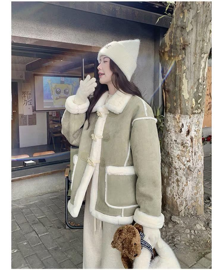 Collar Two Tone Fleece-Lined Toggle Jacket Product Image