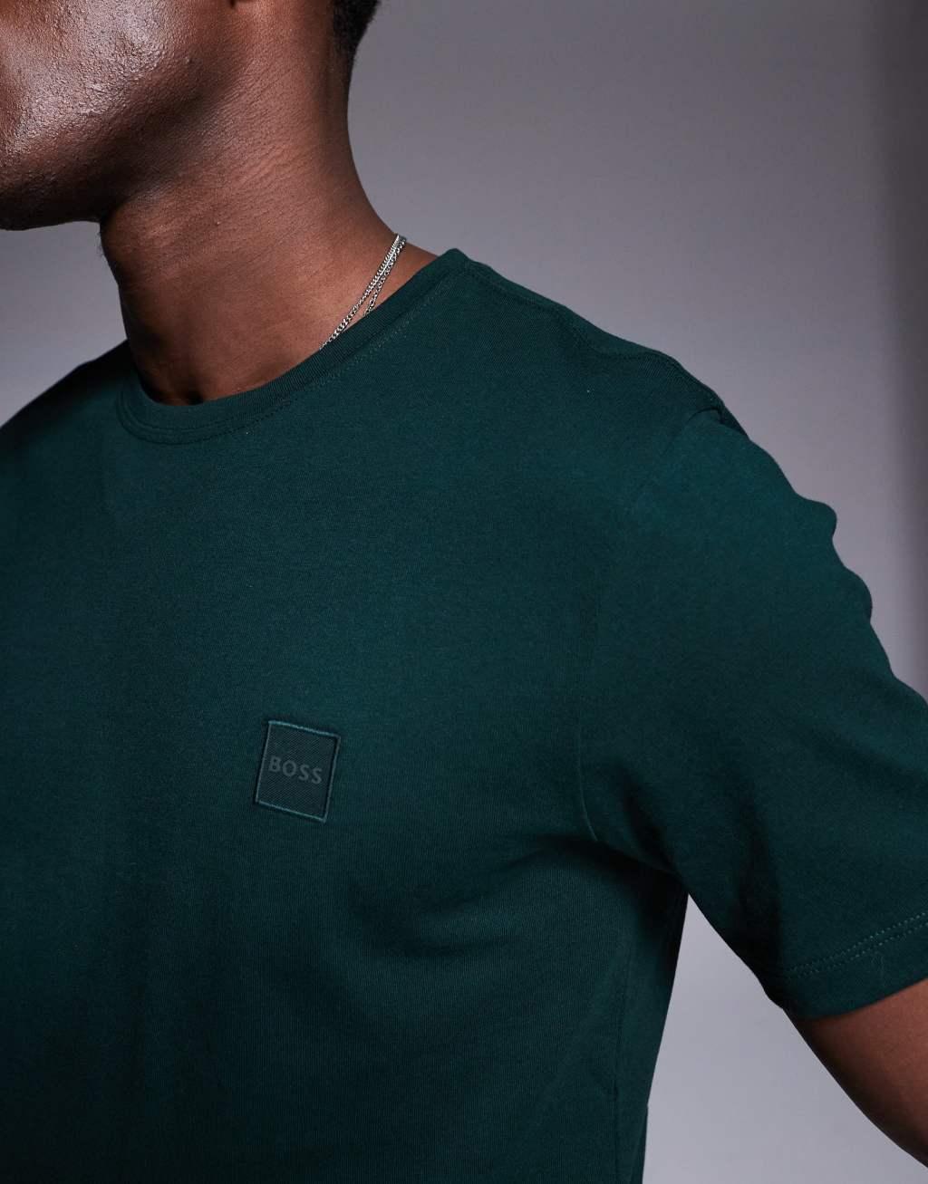 BOSS Orange Tales tonal logo T-shirt relaxed fit in dark green Product Image