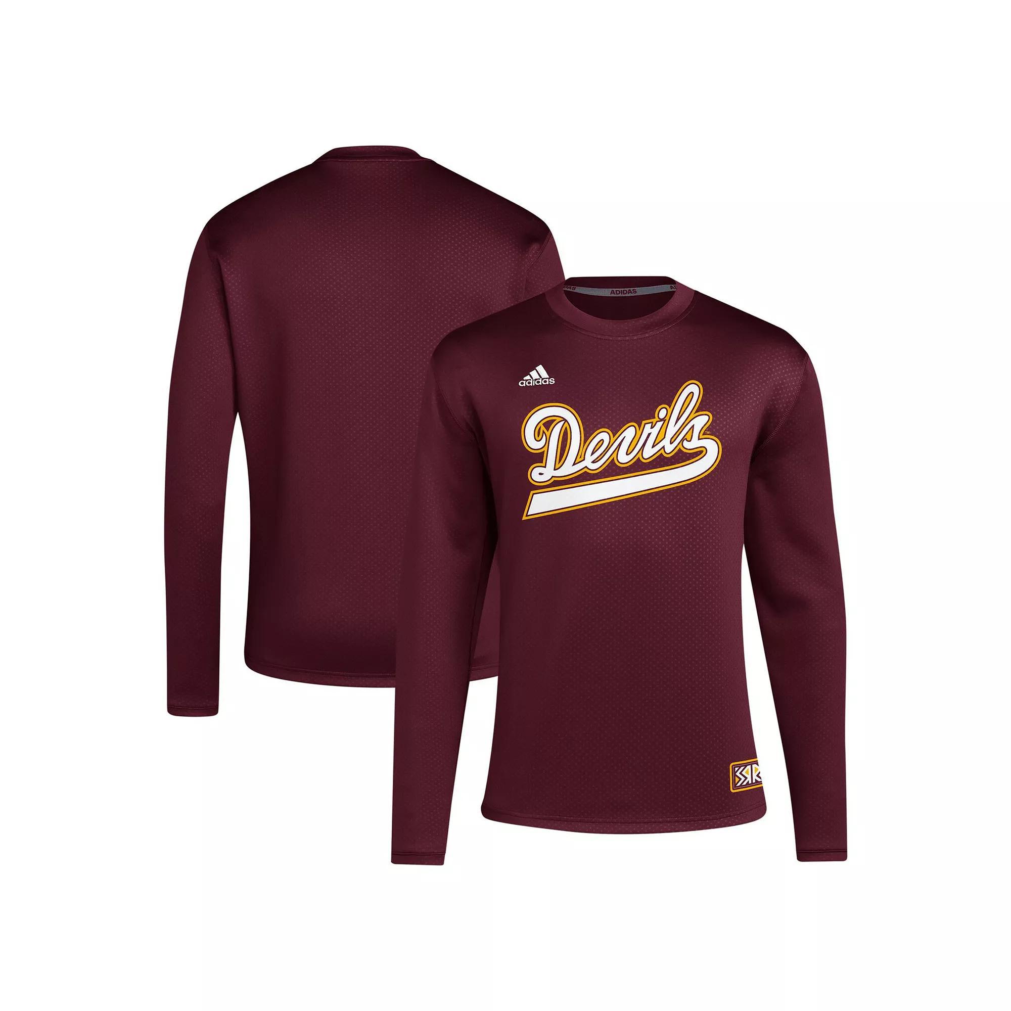 Men's adidas Maroon Arizona State Sun Devils Reverse Retro Baseball Script Pullover Sweatshirt, Size: Medium, Red Product Image