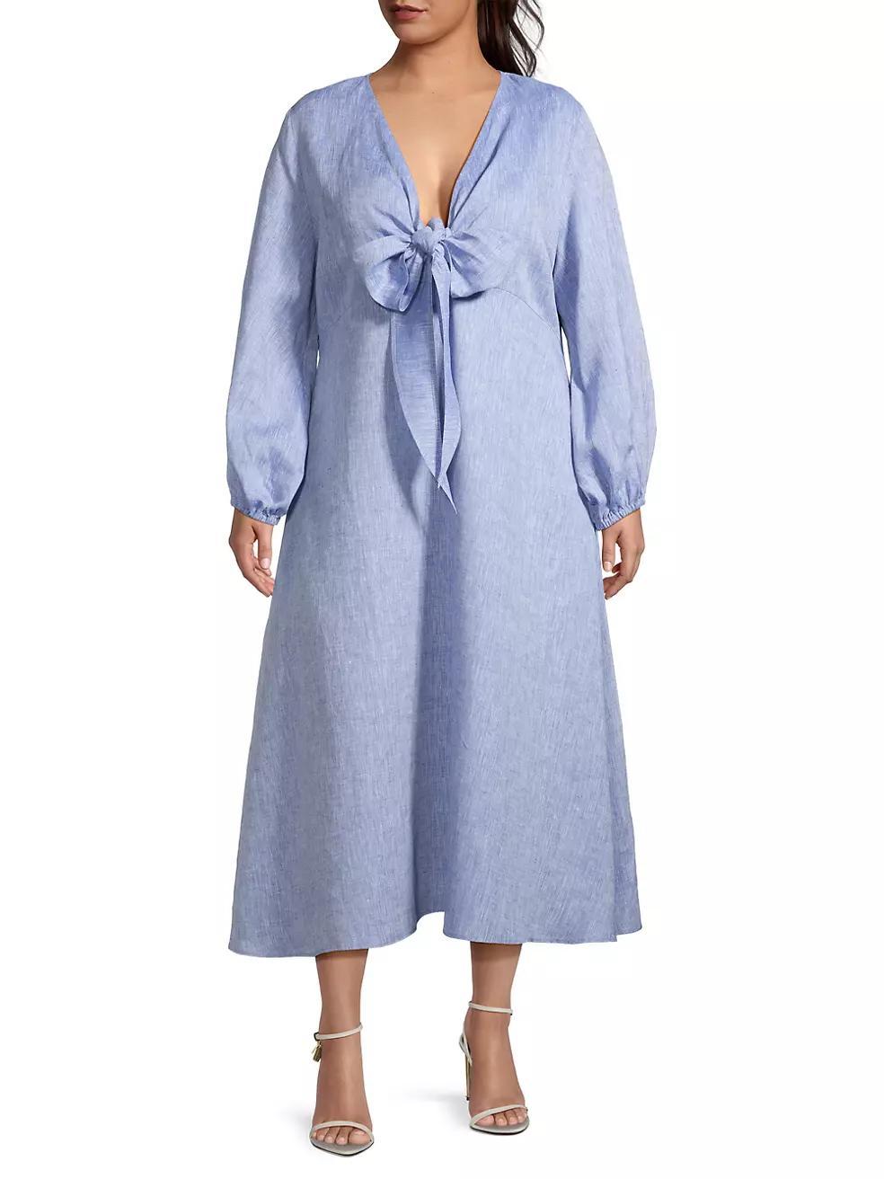 Novella Cotton-Linen Midi-Dress Product Image