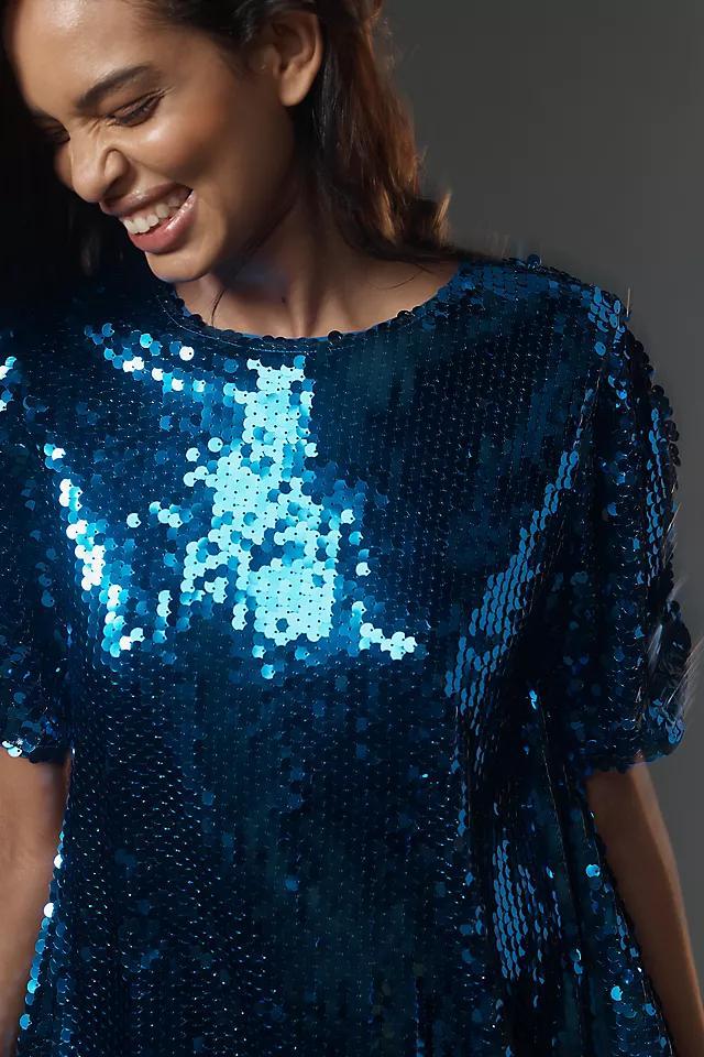 The Emmy Short-Sleeve Swing Mini Dress by Maeve: Sequin Edition Product Image
