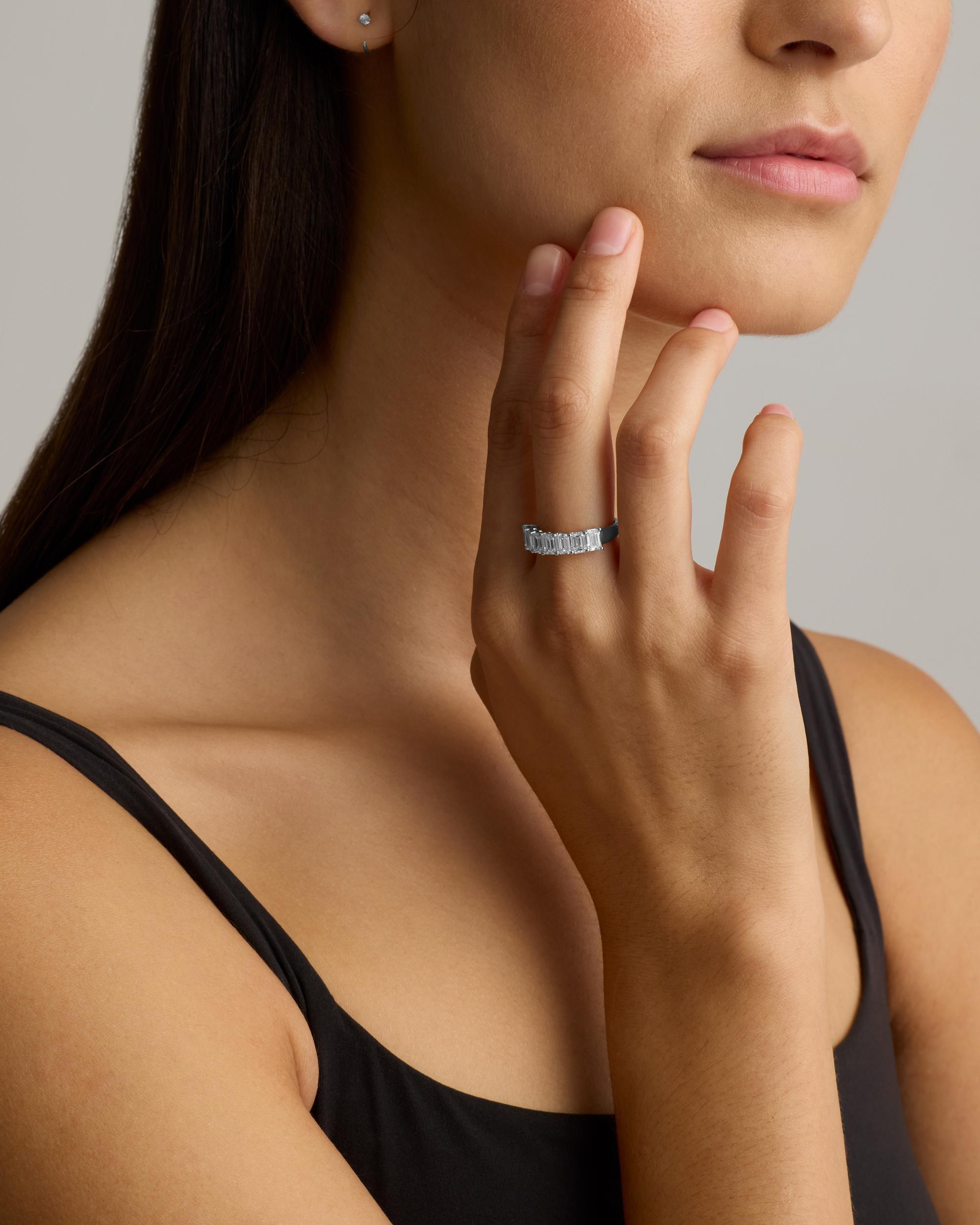 Quince | Women's Lab Grown Diamond Emerald Seven Stone Band Rings Product Image
