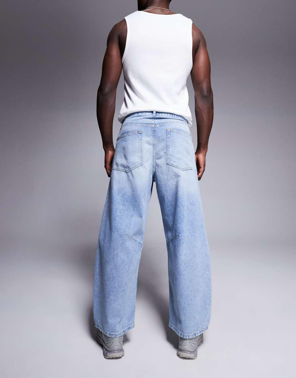 ASOS DESIGN horseshoe fit jeans in light wash blue Product Image
