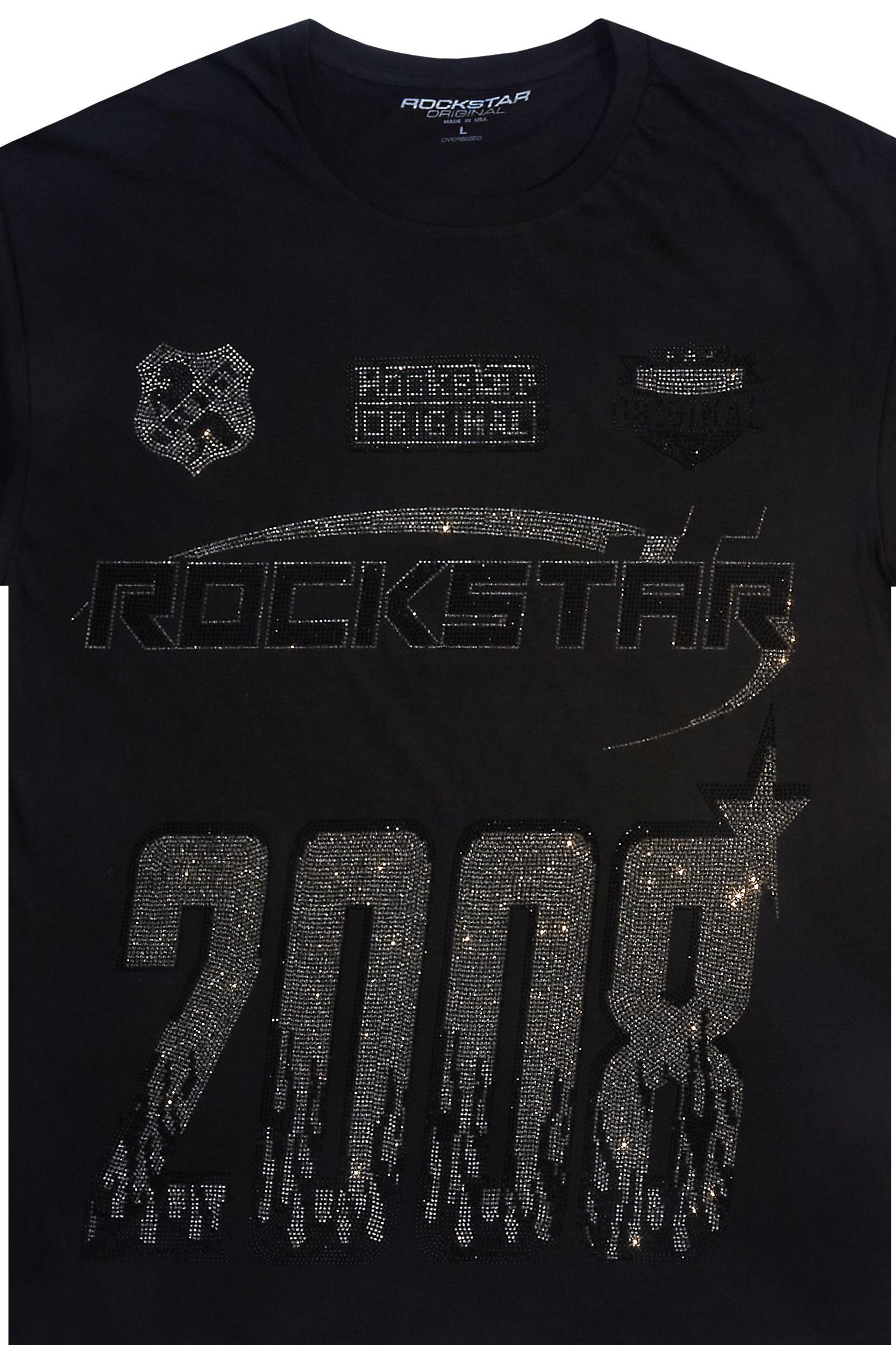 Brazen Black Graphic Rhinestone T-Shirt Male Product Image
