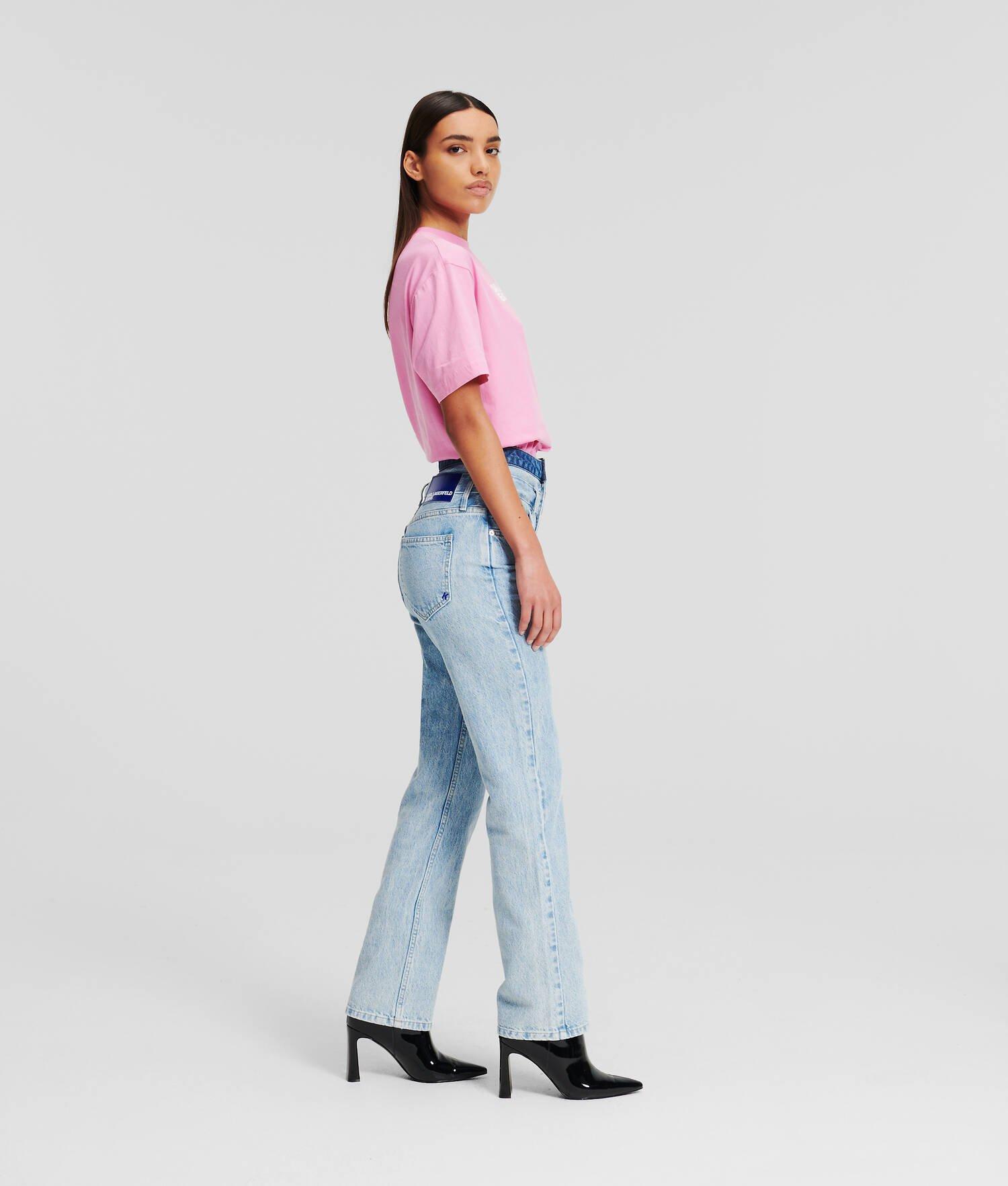 KLJ HIGH-RISE DOUBLE WAISTBAND STRAIGHT JEANS  Product Image