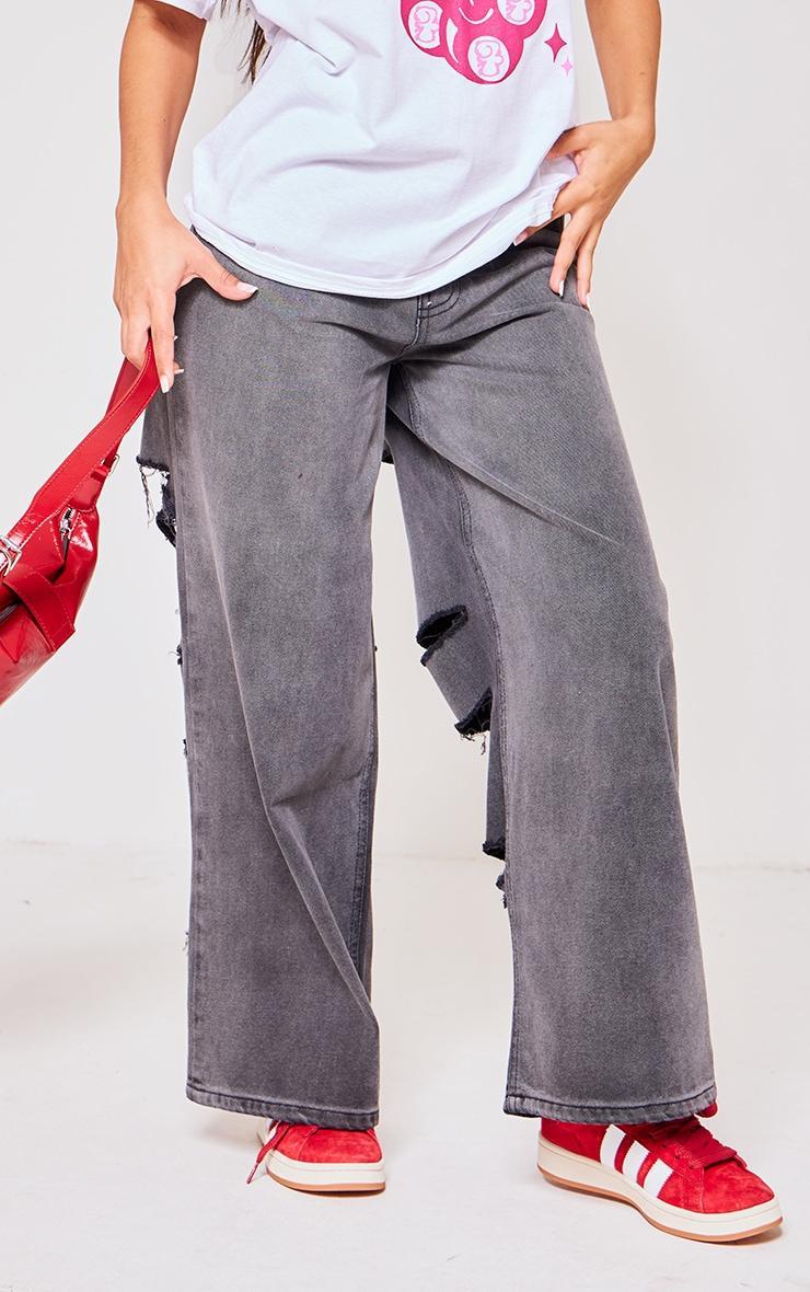 Petite Black High Waisted Extreme Cut Out Detail Jeans Product Image