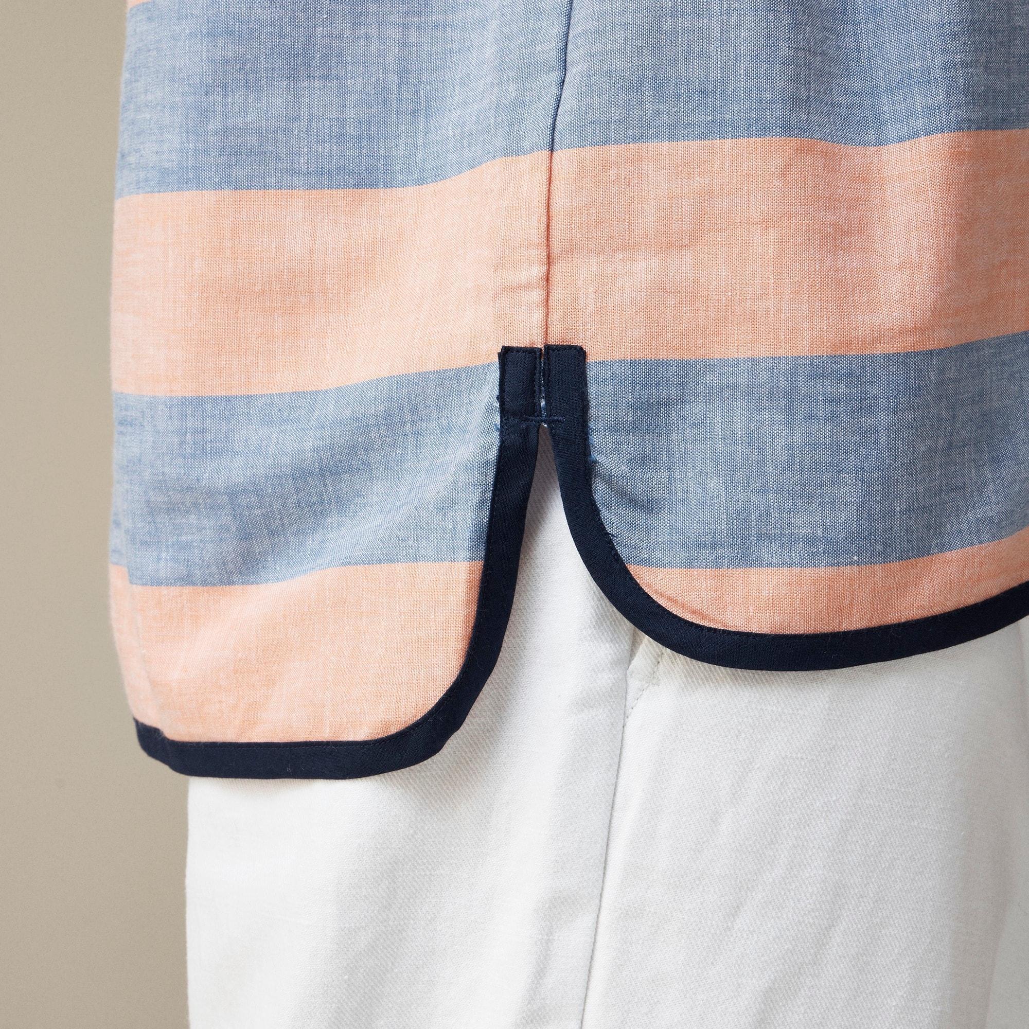 BEAMS PLUS X J.Crew short-sleeve chambray popover shirt in stripe Product Image