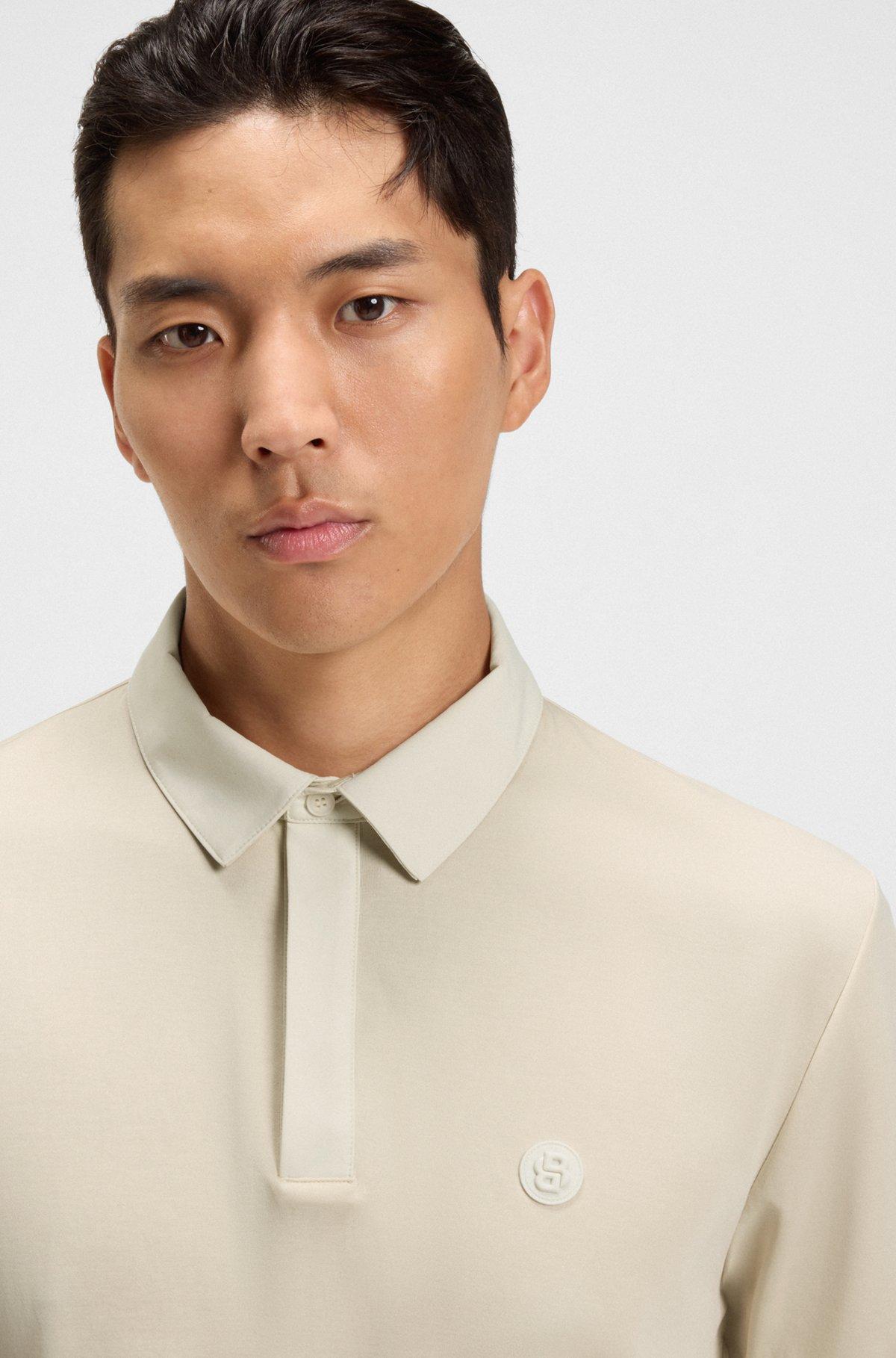 BOSS - Performance polo shirt with Double B monogram trim - White Product Image