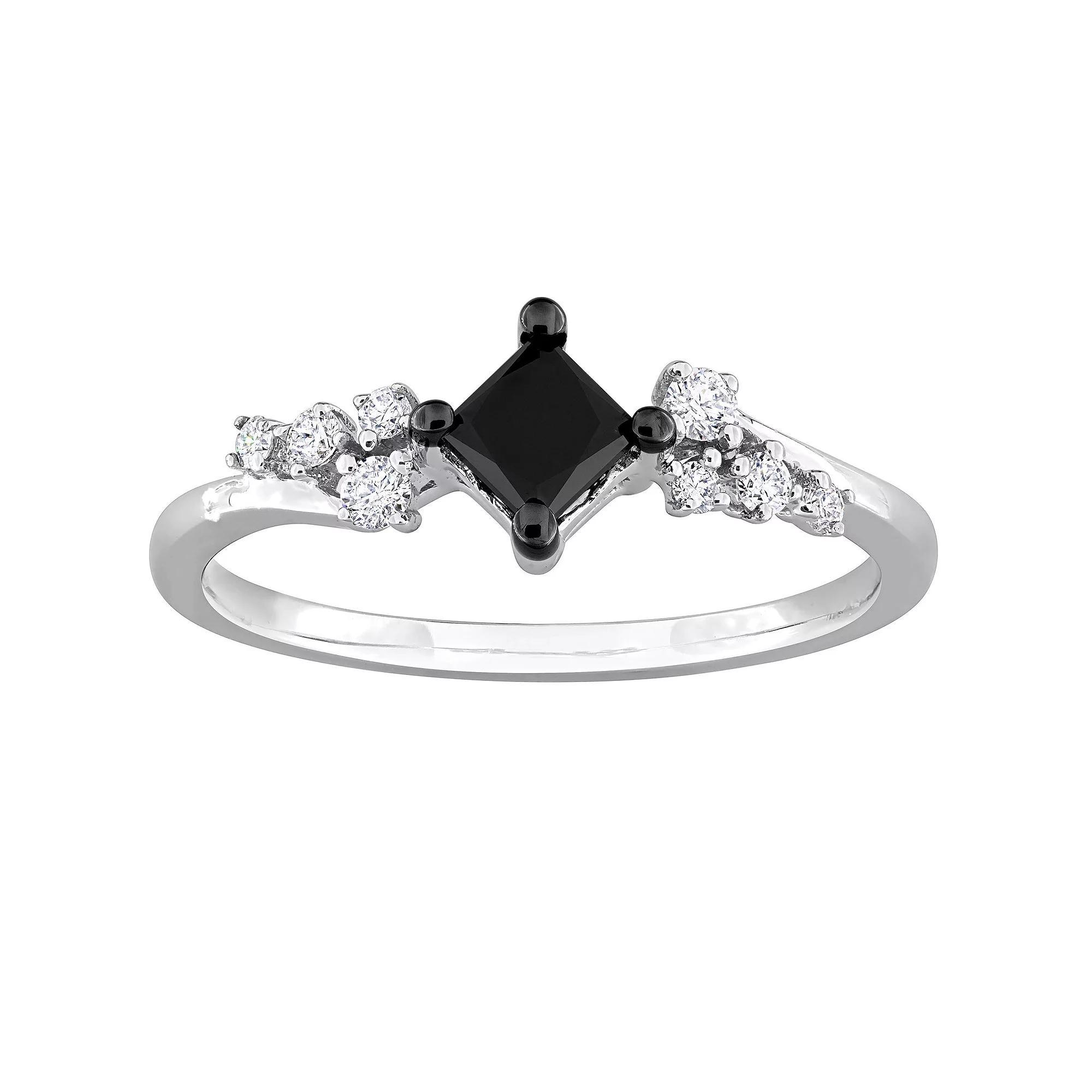 Stella Grace 14k White Gold 3/4 Carat T.W. Black & White Diamond Vintage Ring, Women's, Size: 5.50 Product Image