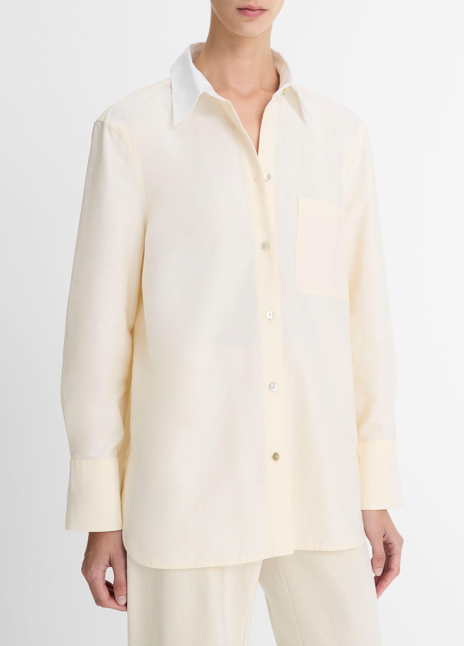 Contrast-Collar Cotton Oxford Shirt Product Image