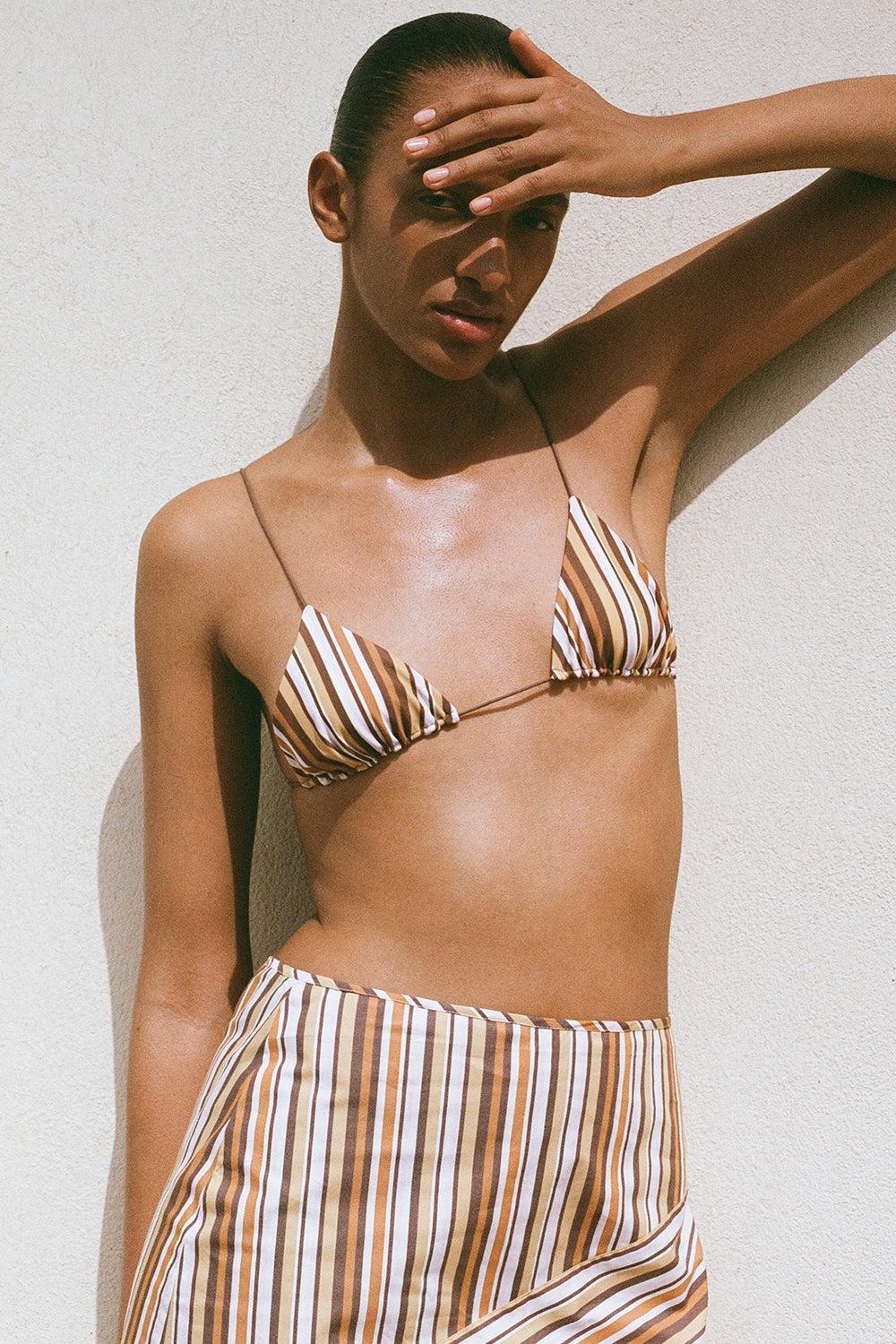 Elea Bikini Top Terracotta Stripe - Final Sale Product Image