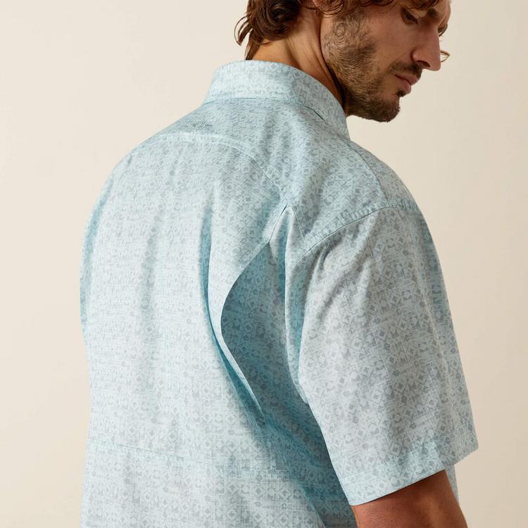Ariat® Men's S/S Light Blue Print VentTEK Classic Fit Button Shirt Product Image