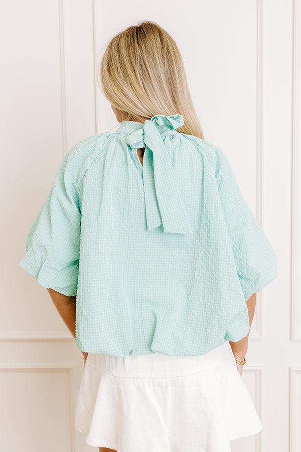 Patio Brunch Gingham Top in Seaglass Product Image
