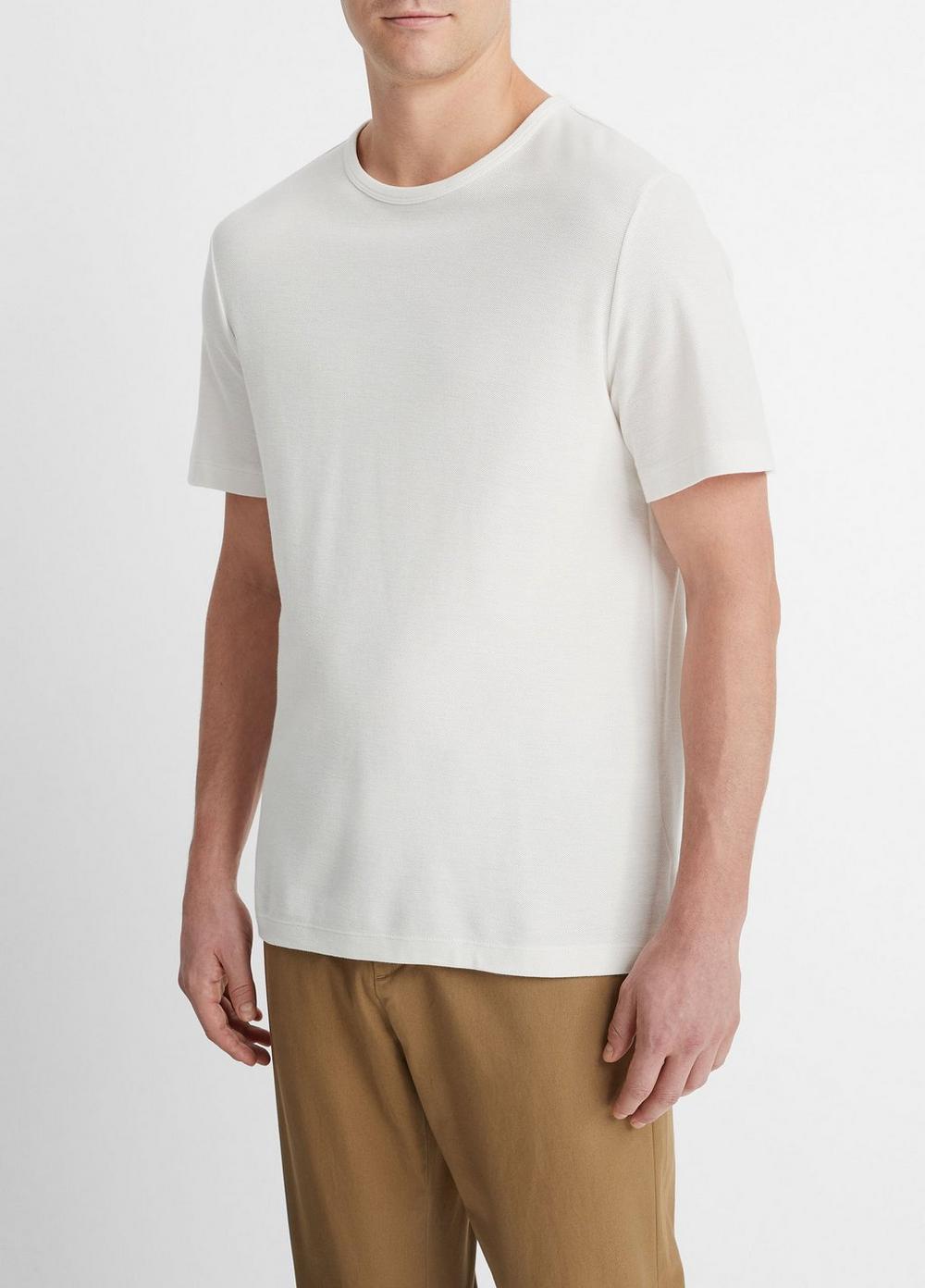 Mens Pima Cotton Piqu Crew Neck T-Shirt, Soft Black, Size L Vince Product Image