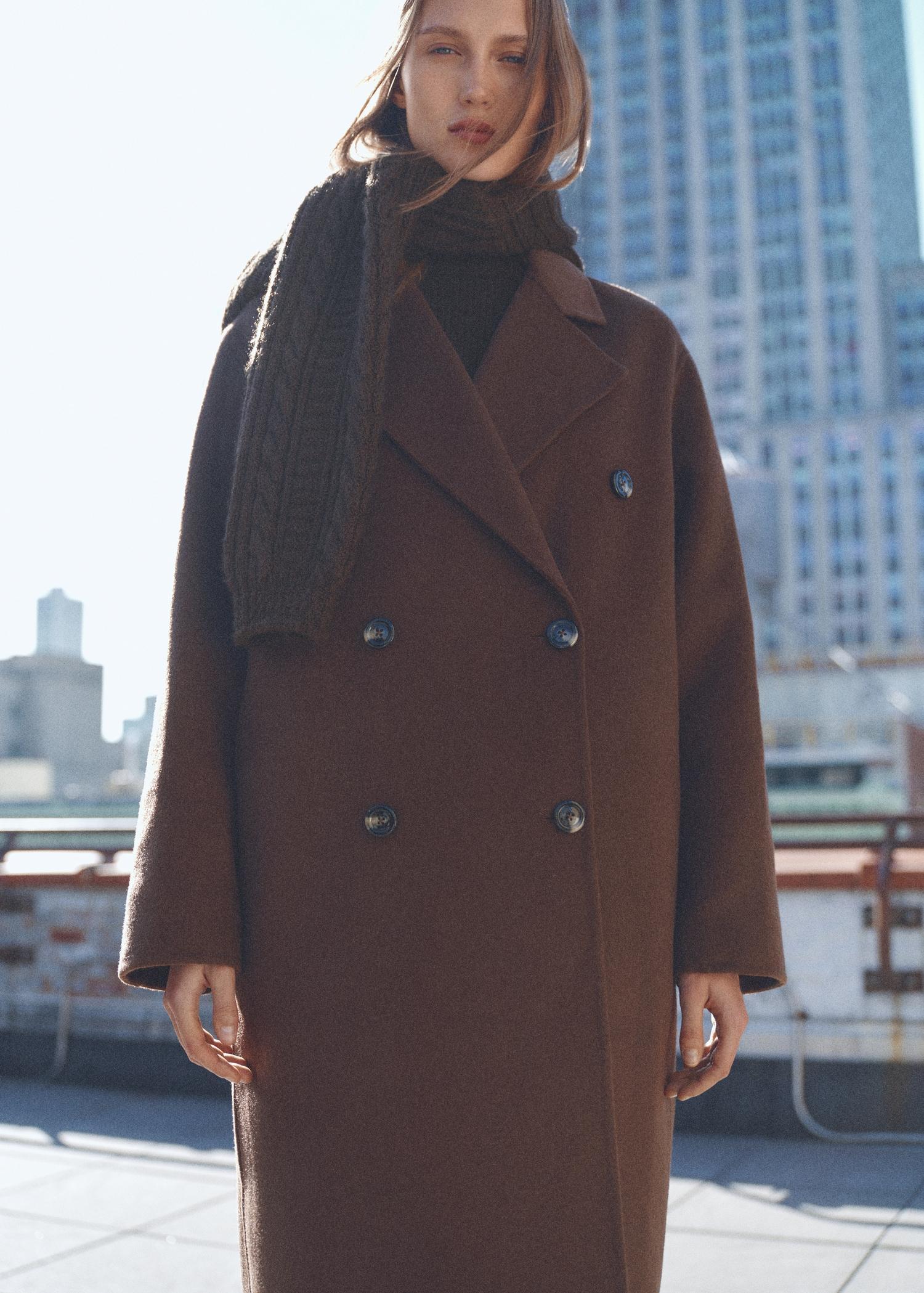 Double-breasted wool coat - Women | MANGO USA Product Image