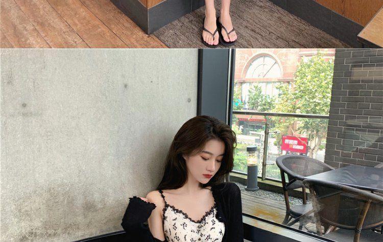 Spaghetti Strap Floral Print Midi A-Line Dress / Cardigan Product Image