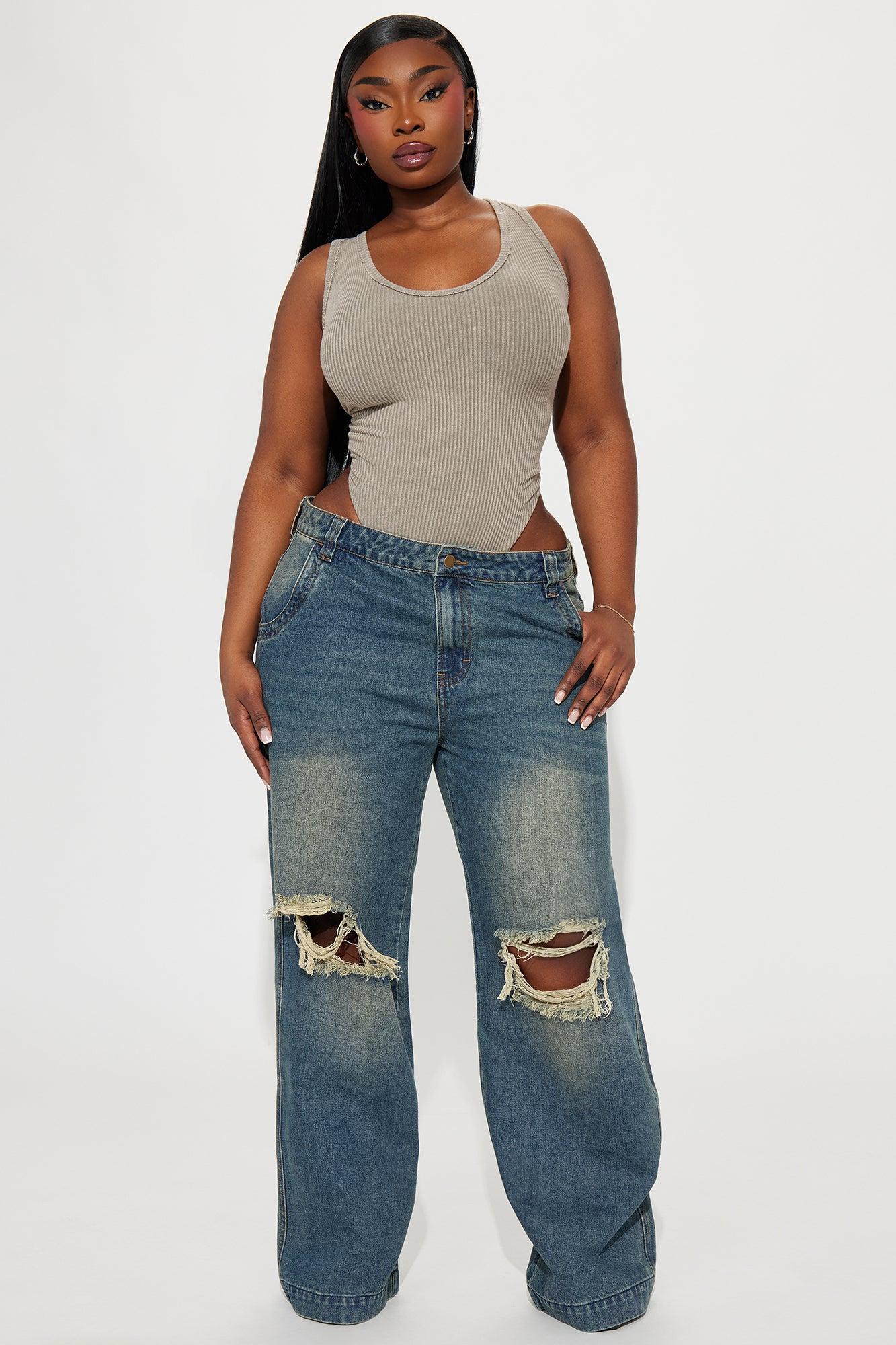 Drew Drop Waist Baggy Jeans - Dark Wash Product Image
