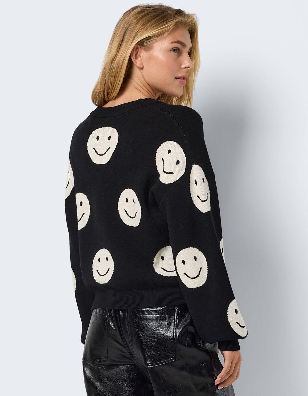 NOISY MAY Smiley Face Womens Cardigan - BLACK Product Image