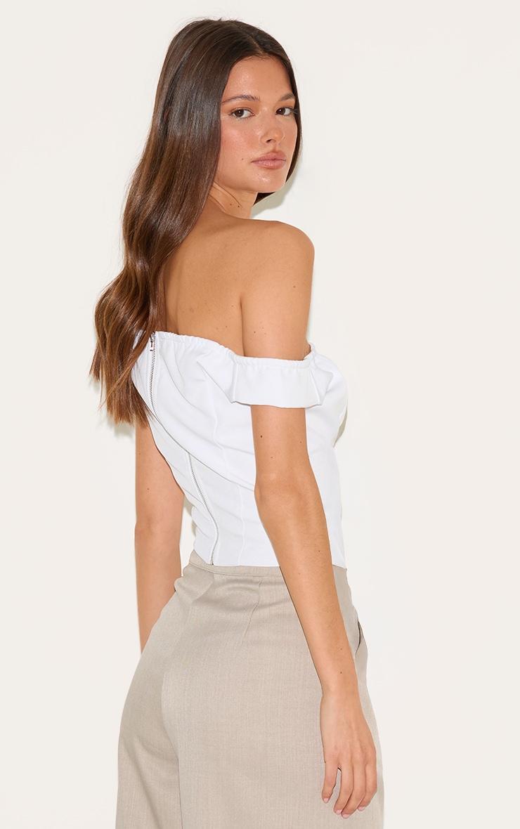 White Woven Bardot Longline Corset Product Image