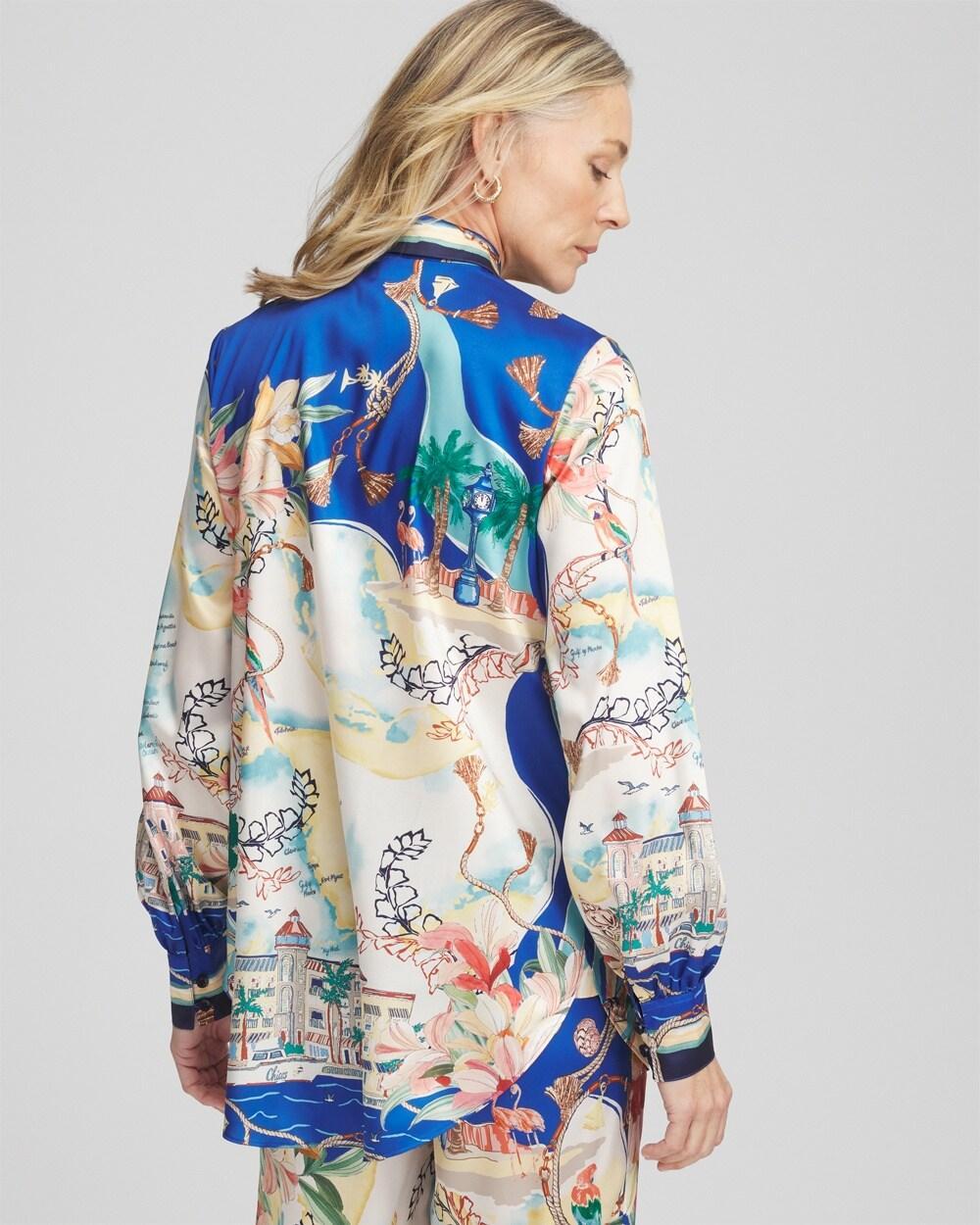 Faux Silk Sanibel Print Shirt Product Image