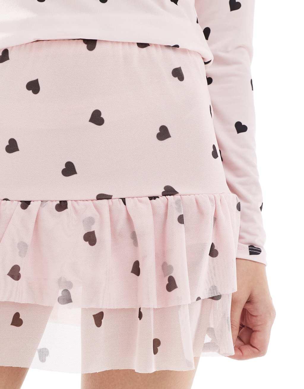 Miss Selfridge ditsy heart ruffle skort Product Image
