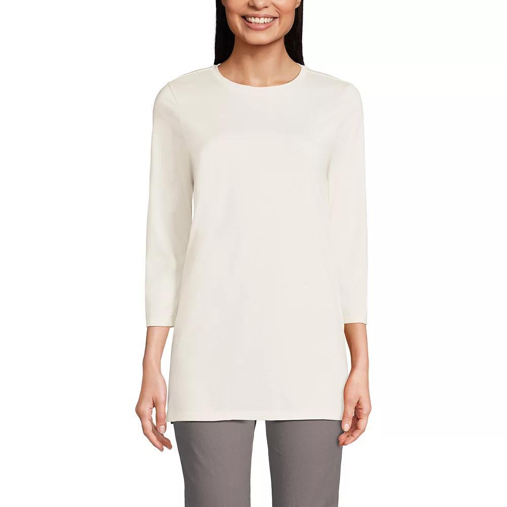 Women's Lands' End Supima Cotton Crewneck Tunic, Size: XL, Fresh Ivory Product Image