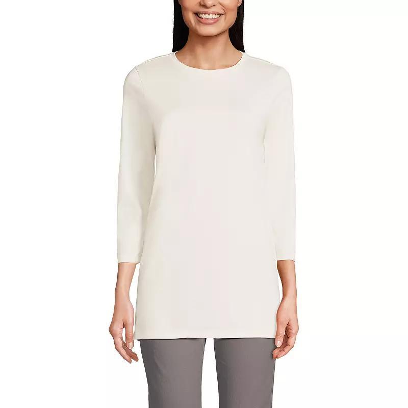 Women's Lands' End Supima Cotton Crewneck Tunic, Size: XL, Fresh Ivory Product Image