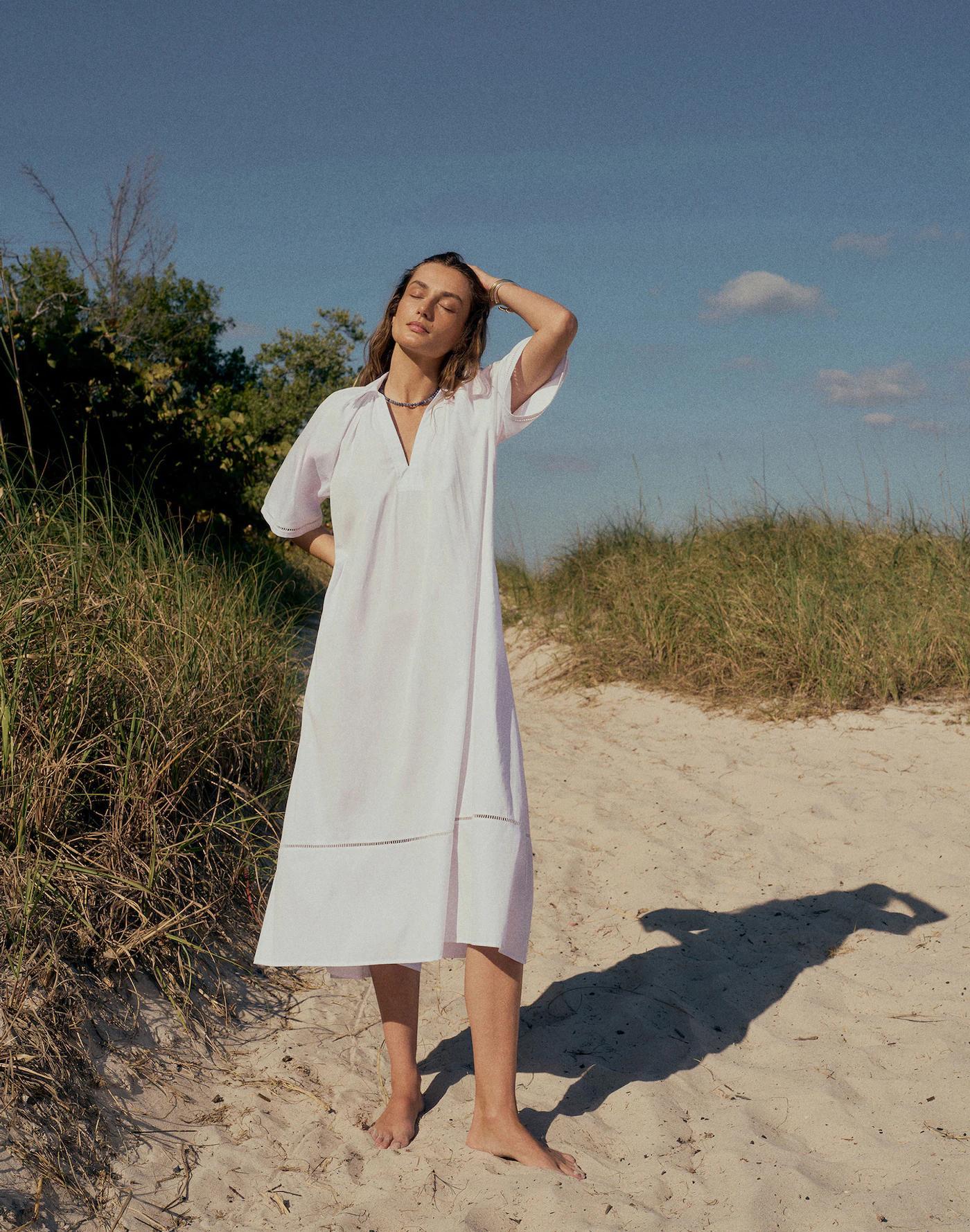 Poplin Splitneck Midi Shirtdress Product Image