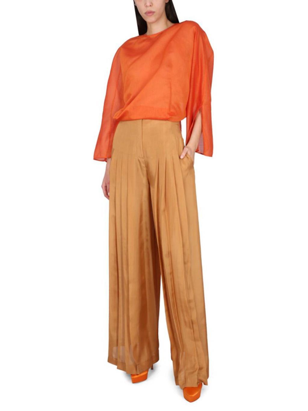 ALBERTA FERRETTI Cotton And Silk Shirt In Orange Product Image