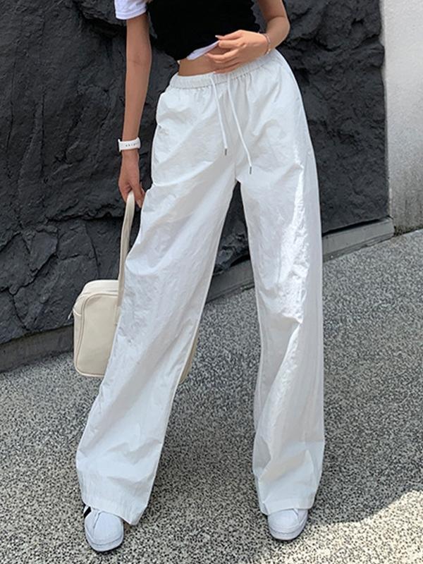 Drawstring Loose Cargo Wide Leg Pants Product Image