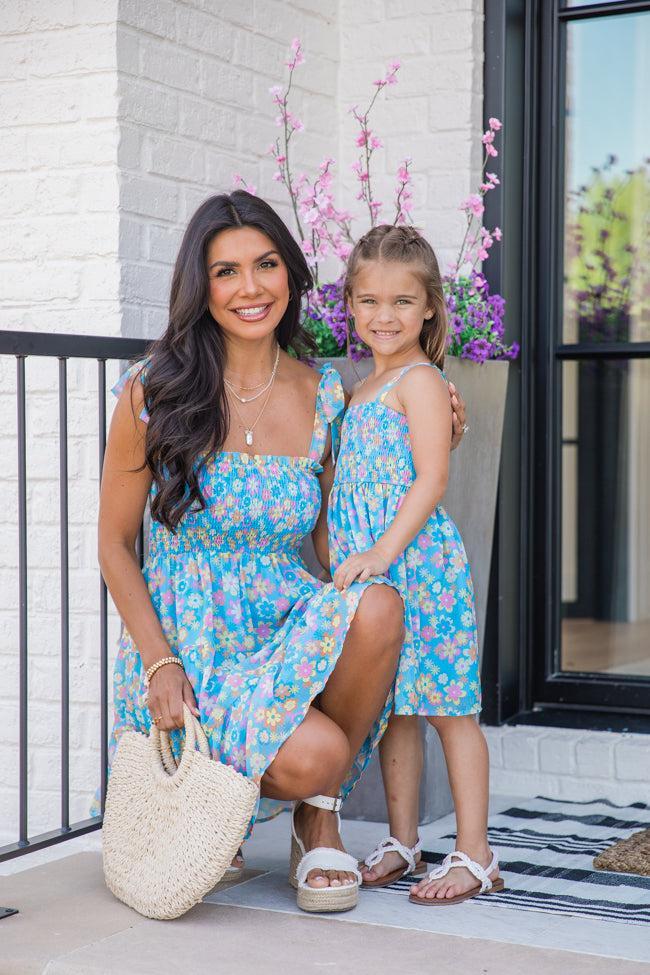 Sunny Skies Blue Floral Mini Dress Product Image