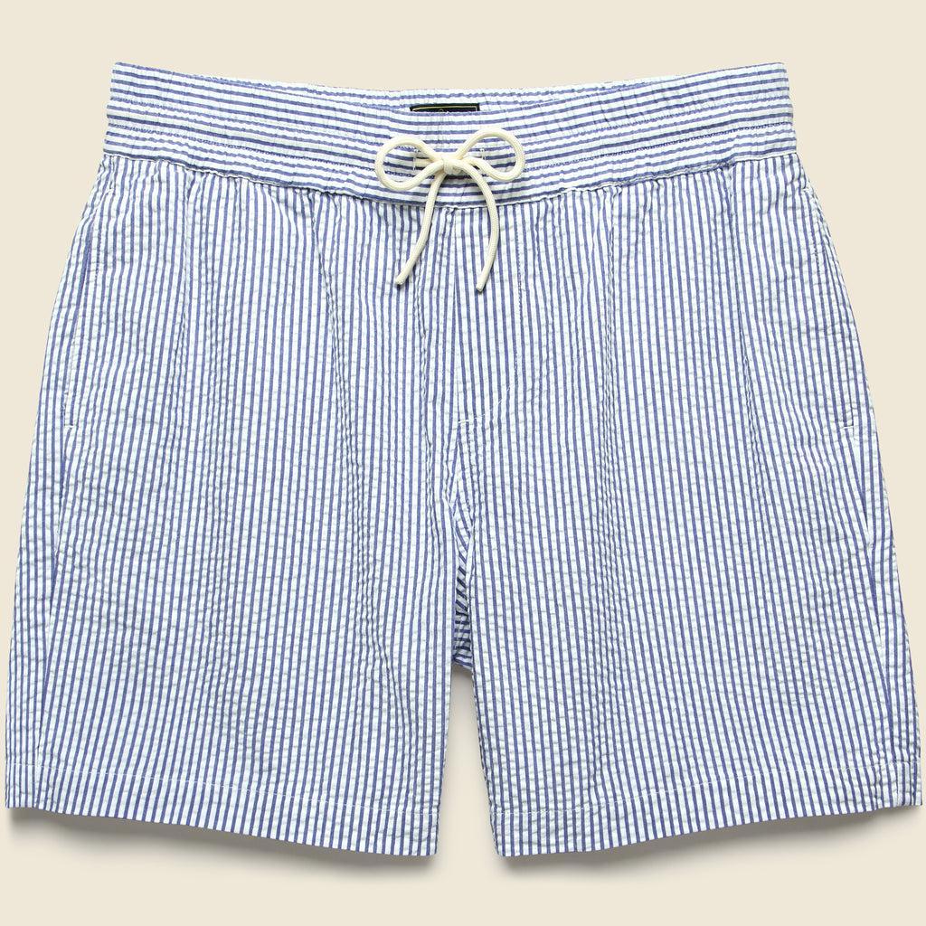 6" Seersucker Shorts - Blue Stripe Product Image