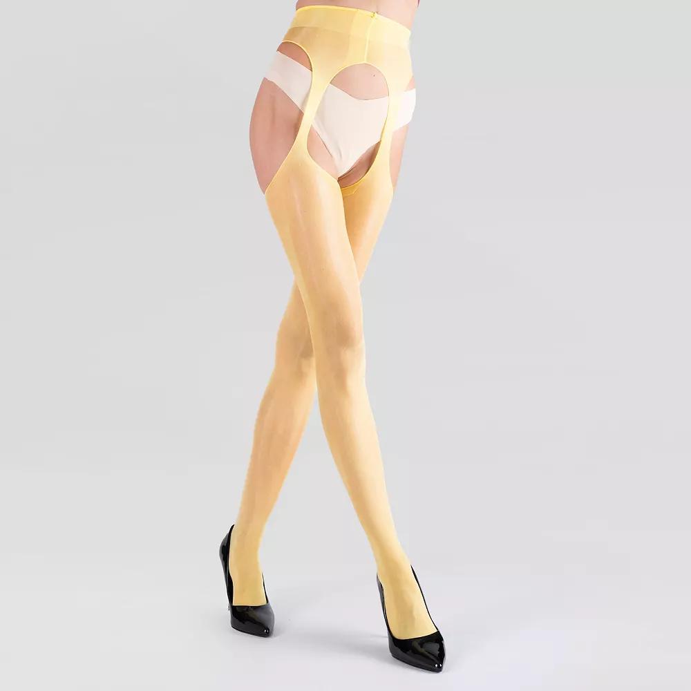 LECHERY® Sheer Suspender Tights, Women's, Size: Large-XL, Yellow Product Image