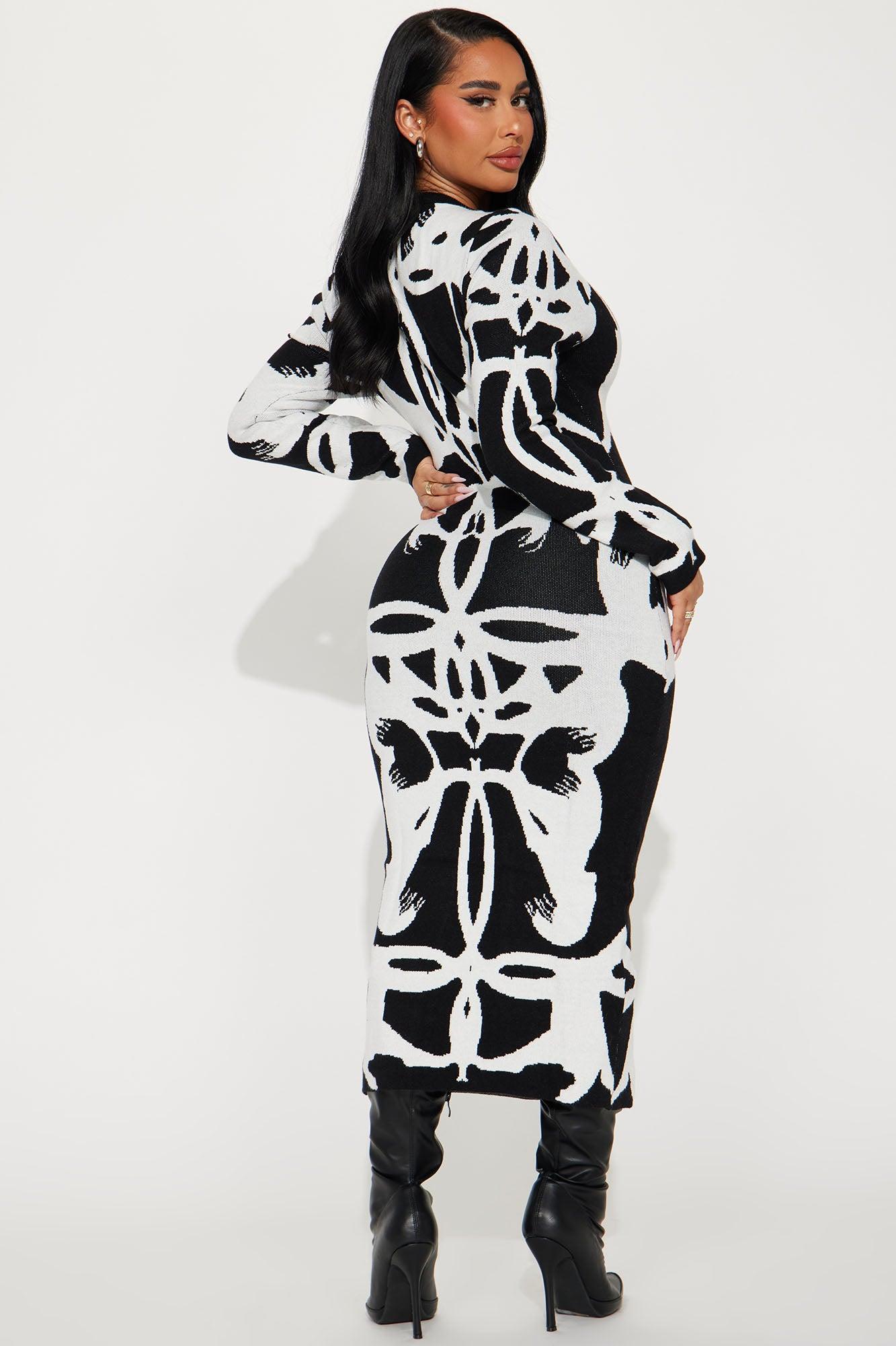 Nicole Sweater Midi Dress - Black/combo Product Image