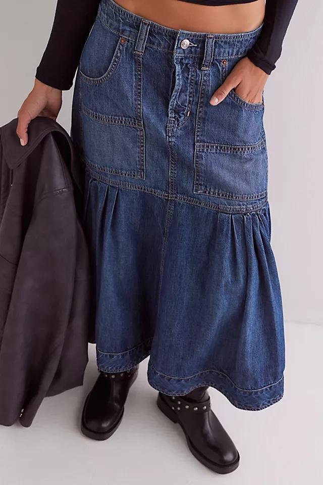 We The Free Now And Then Denim Midi Skirt Product Image