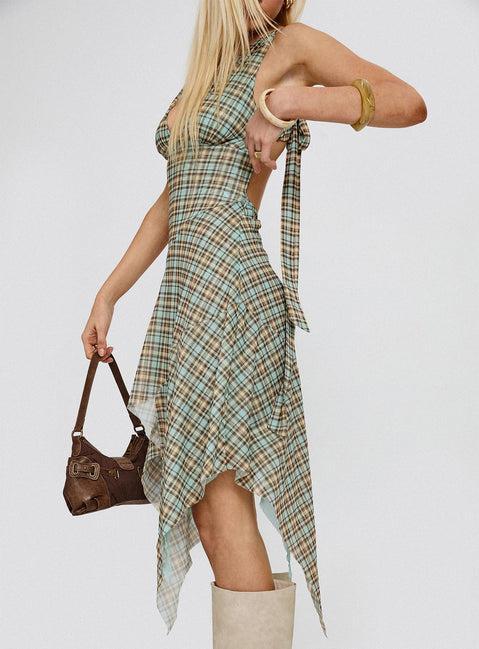 Blaize Asymmetrical Midi Dress Multi Check Product Image