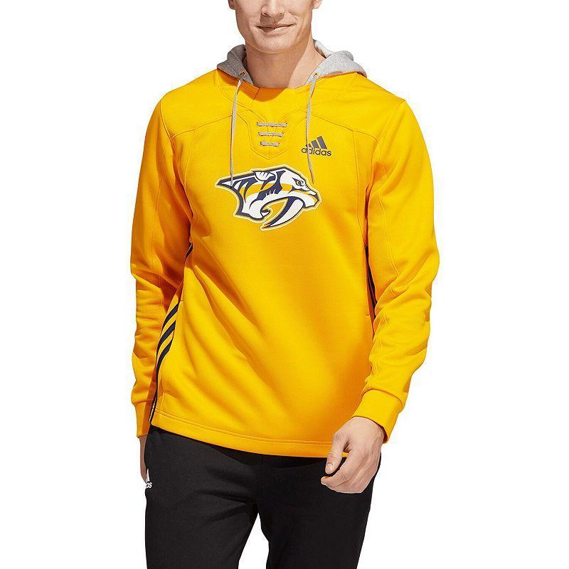 Men's adidas Gold Nashville Predators Skate Lace Primeblue Team Pullover Hoodie, Size: Small, Pdt Gold Product Image
