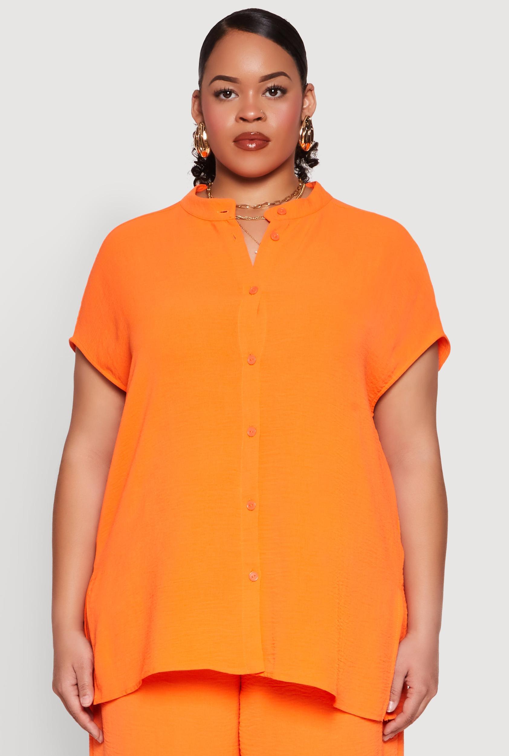 Womens Plus Size Airy Mandarin Collar Tunic Shirt Product Image