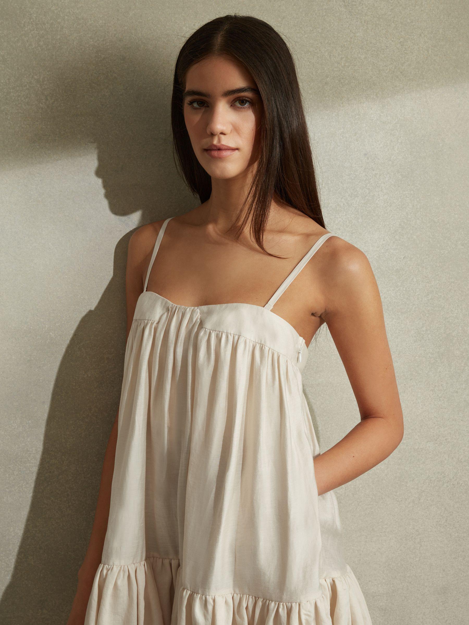 Bubble Hem Removable Strap Mini Dress in Cream Product Image