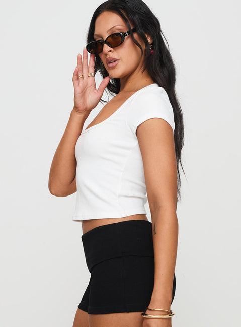 Baseline Square Neck Rib Top White Product Image