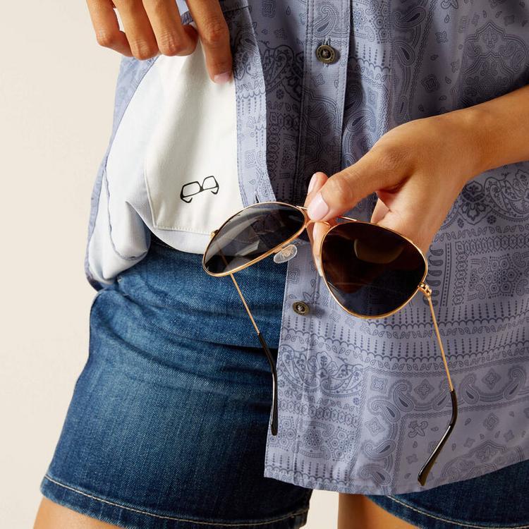Ariat® Ladies' S/S Blue Paisley VentTEK Button Shirt Product Image
