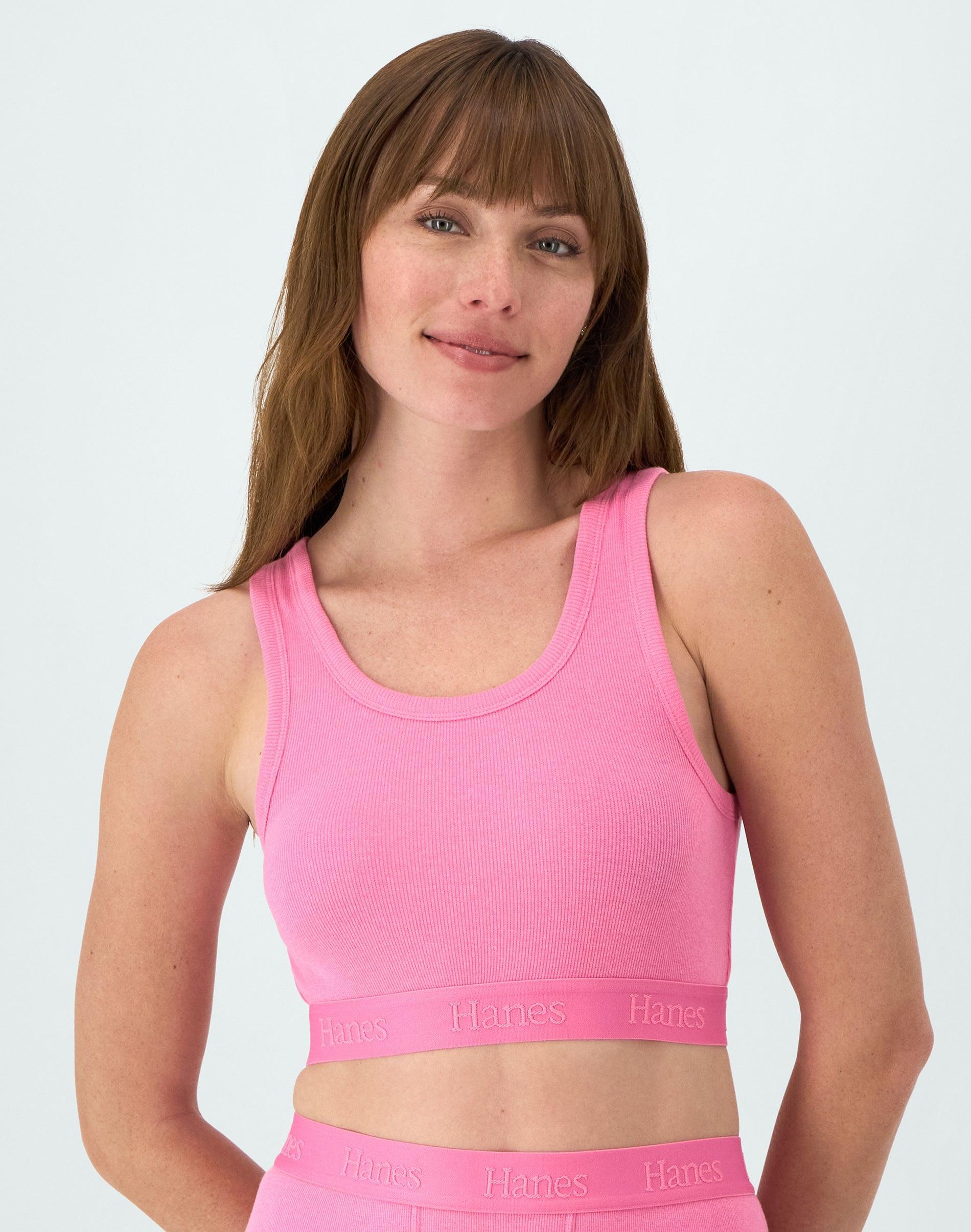 Hanes Originals Womens SuperSoft Comfywear Rib Banded Crop Top Pearl 2XL Product Image