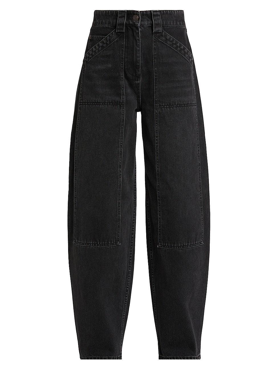 Womens Denim High-Waisted Balloon Jeans Product Image