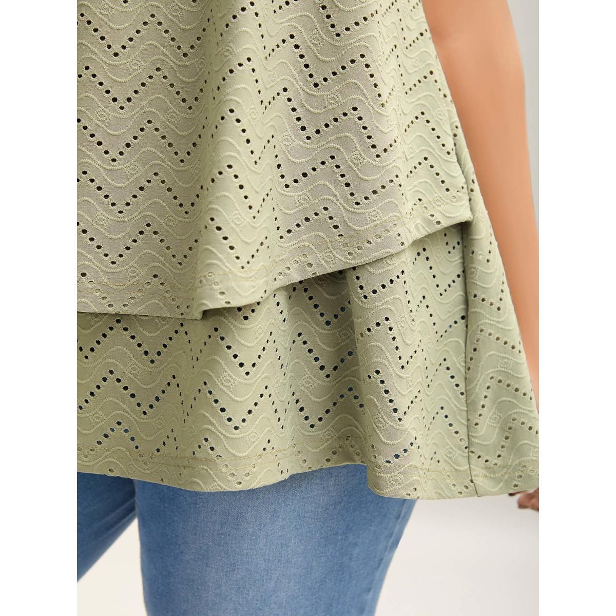 Plus Size Textured Layered Hem Tank Top Women Sage Texture Round Neck Everyday-Casual Tank Tops Camis BloomChic 26/4X Product Image