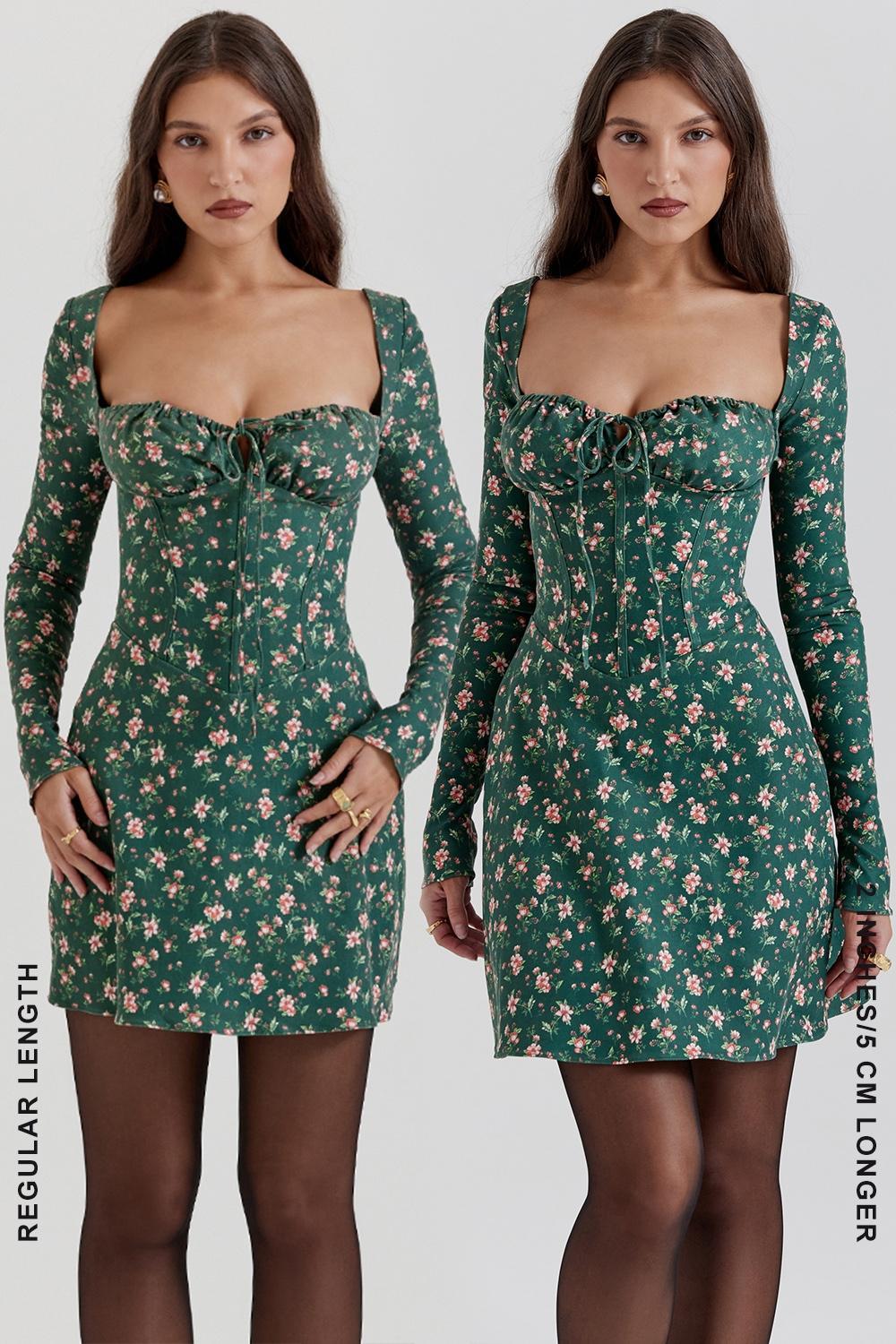 Malika Green Floral Corset Mini Dress Product Image