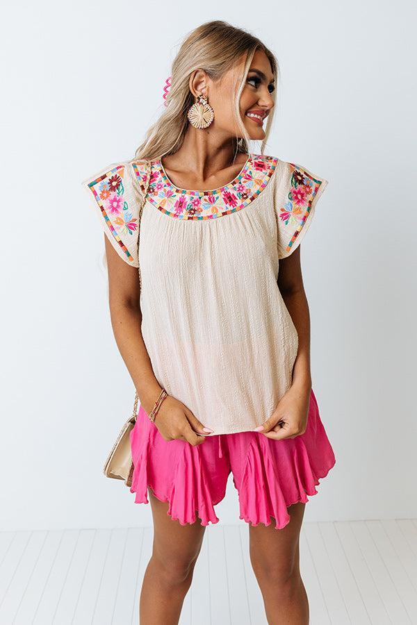 Off Into The Sunset Embroidered Shift Top Product Image