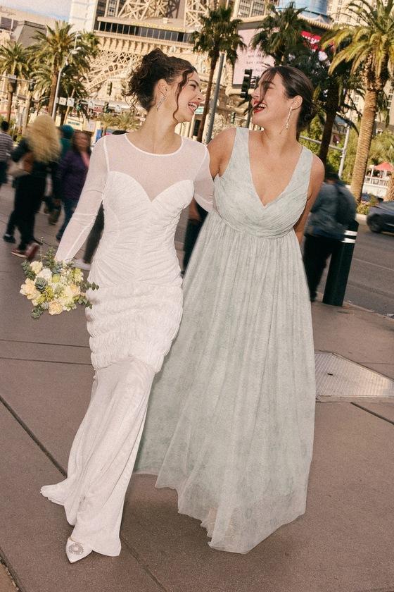 Blissful Poise Sage Green Floral Mesh Pleated Cutout Maxi Dress Product Image