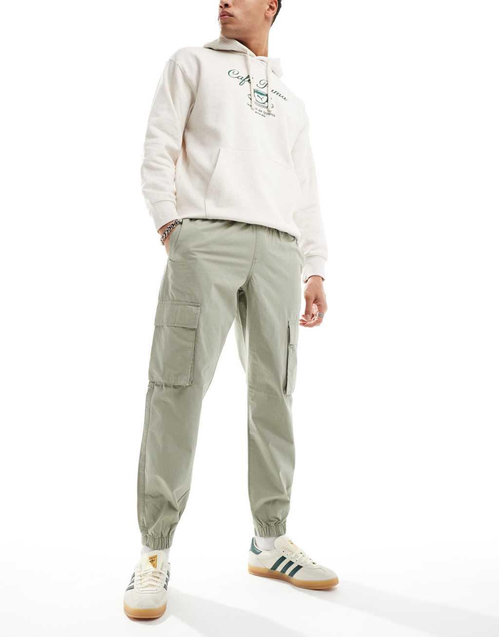 ASOS DESIGN tapered pull on pants in sage green Product Image