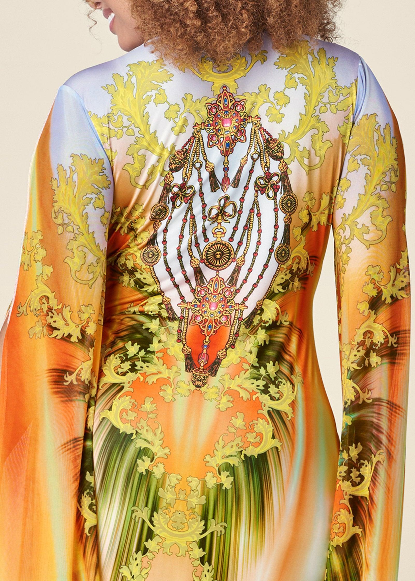 Exaggerated Sleeve Dress - Yellow Multi Product Image