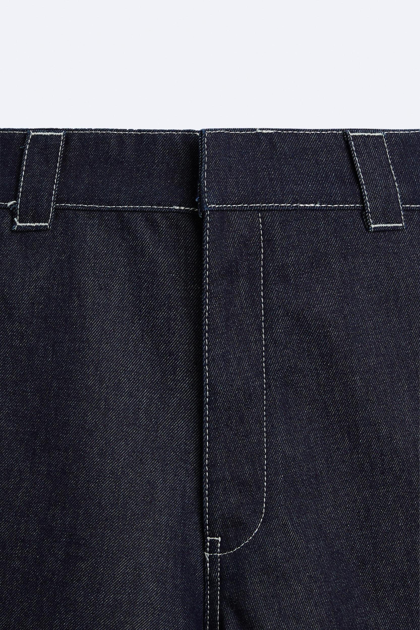 TOPSTITCHED DENIM SHORTS Product Image